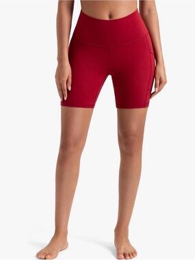 Colorfulkoala Red High Waisted Biker Shorts 6” Inseam